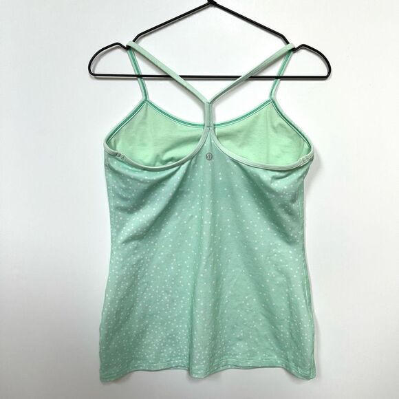 Lululemon Power Y Tank Top w Built in Bra Workout Yoga Mint Green Polkadot 8 - Picture 4 of 12